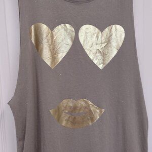 Only Have Eyes for ZW tank. Size Small, gold foil on tan. EUC